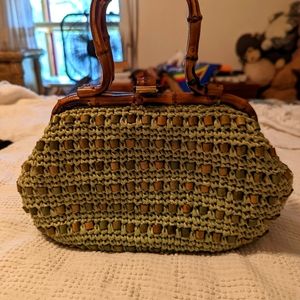 Vintage Jaymode (made in Japan) green straw purse